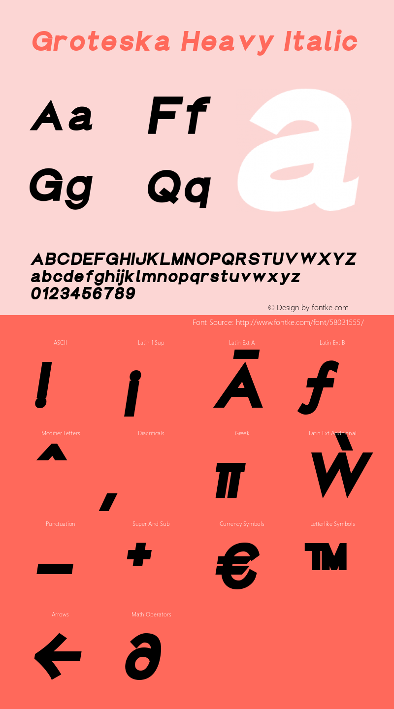 Groteska Heavy Italic Version 1.000 Font Sample