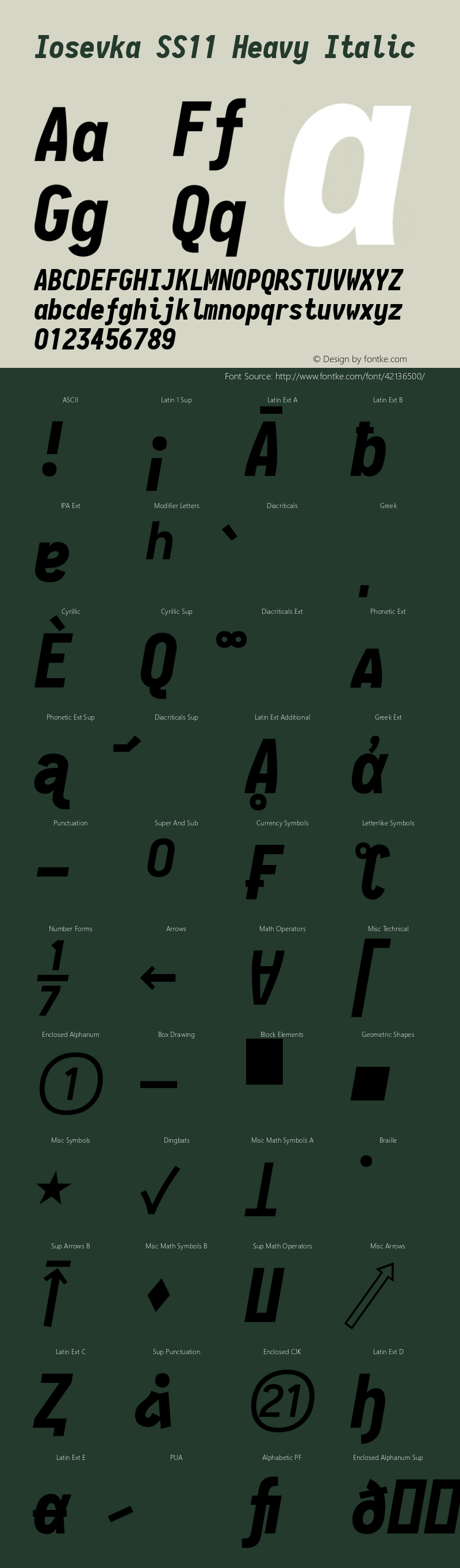 Iosevka SS11 Heavy Italic 2.3.2 Font Sample