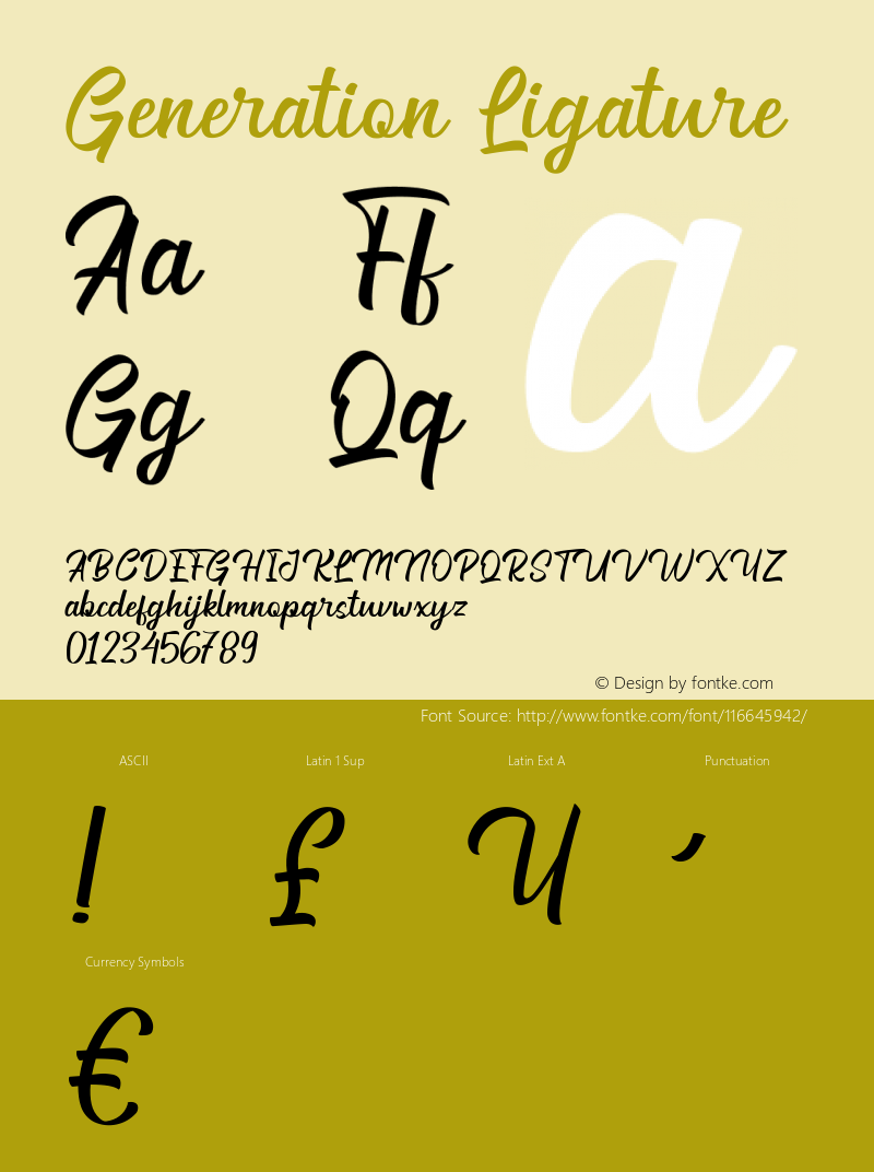 Generation Ligature Version 1.025;Fontself Maker 3.5.1 Font Sample