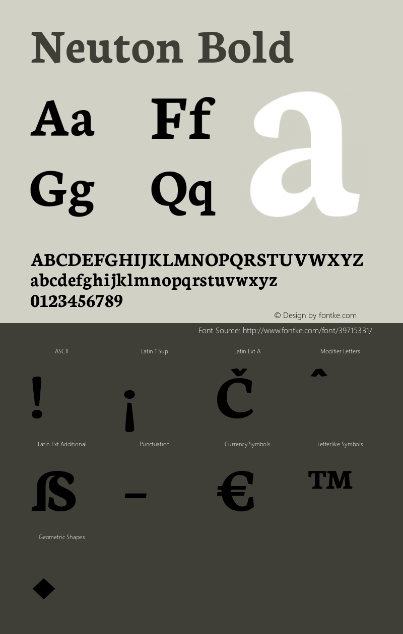 Neuton Bold Version 1.560 Font Sample