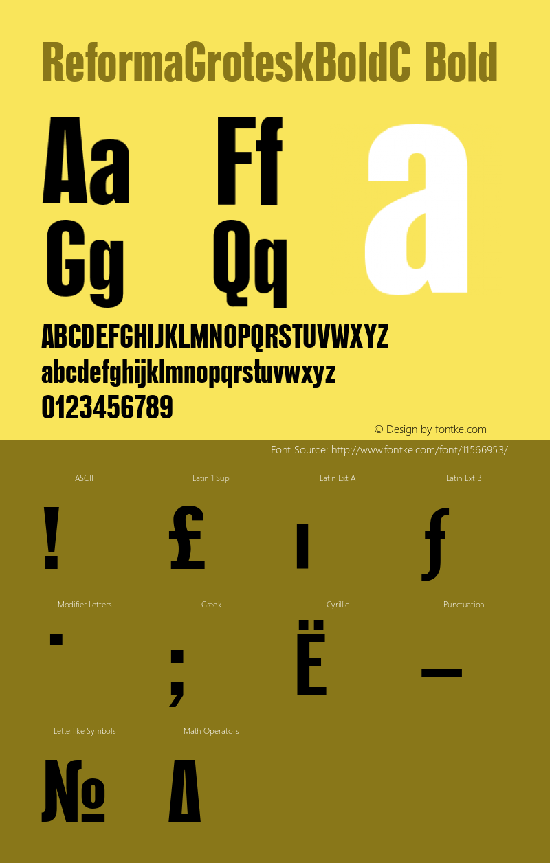 ReformaGroteskBoldC Bold Version 001.000 Font Sample