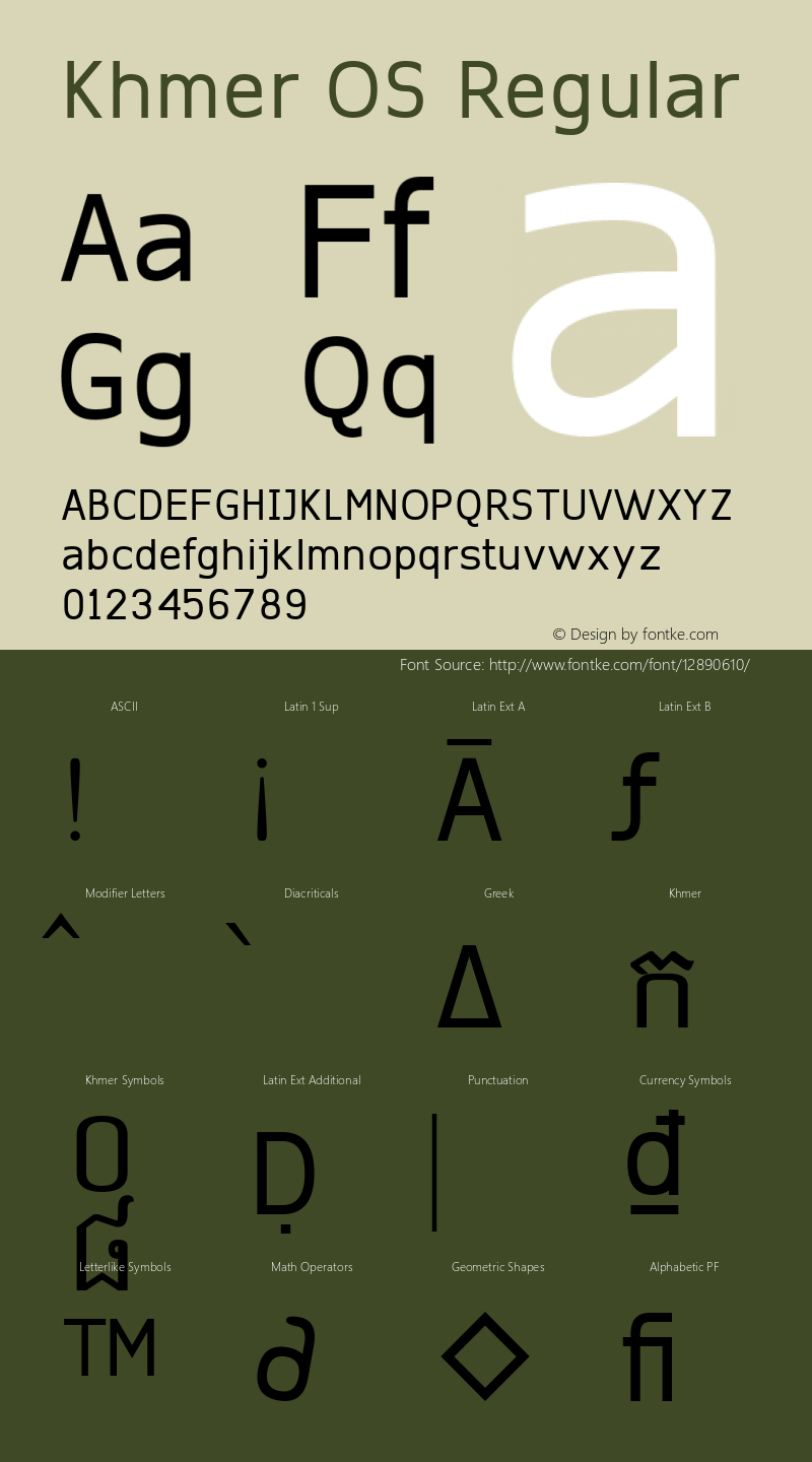 Khmer OS Regular Version 2.00 2004 Font Sample