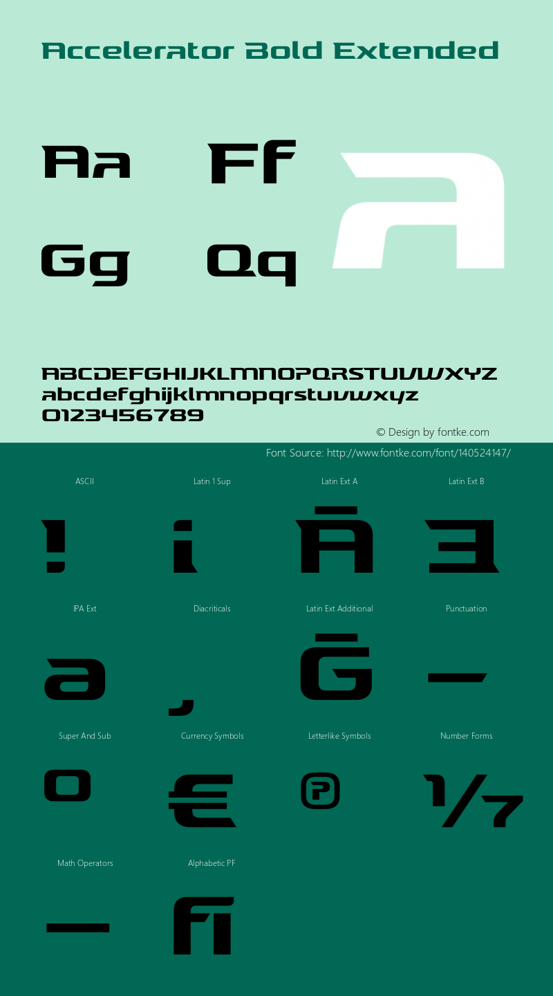 Accelerator Bold Extended Version 3.012 | wf-rip DC20210115 Font Sample