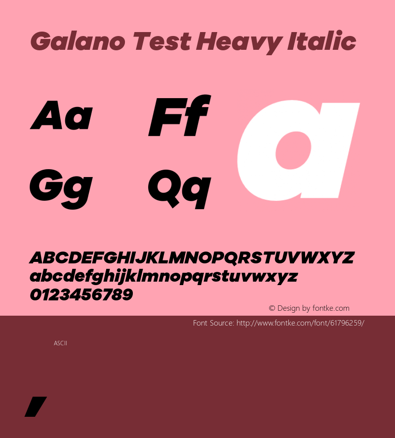 Galano Test Heavy Italic Version 1.001;PS 001.001;hotconv 1.0.88;makeotf.lib2.5.64775 Font Sample