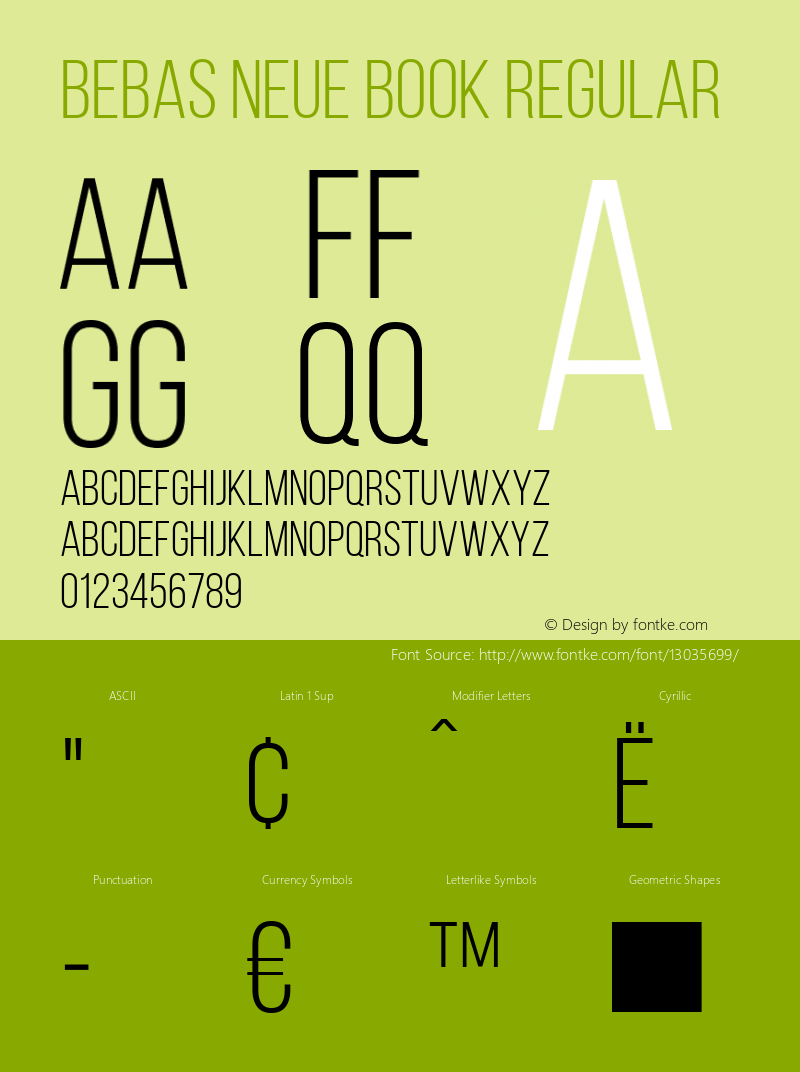 Bebas Neue Book Regular Version 001.003 Font Sample