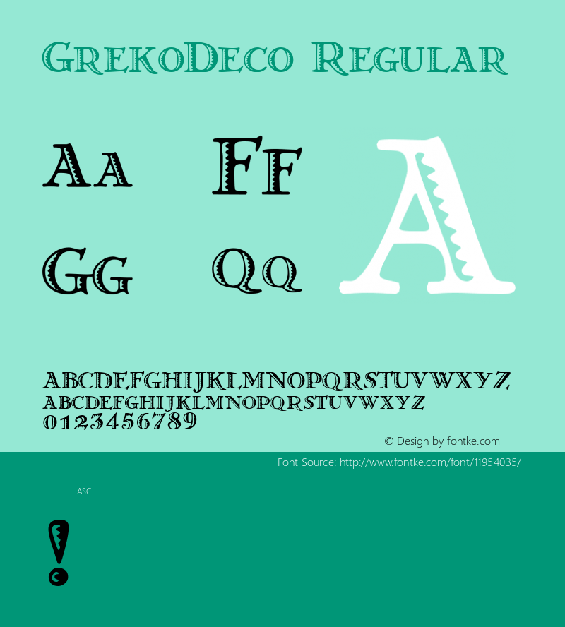 GrekoDeco Regular version 1.1  April 1996 Font Sample