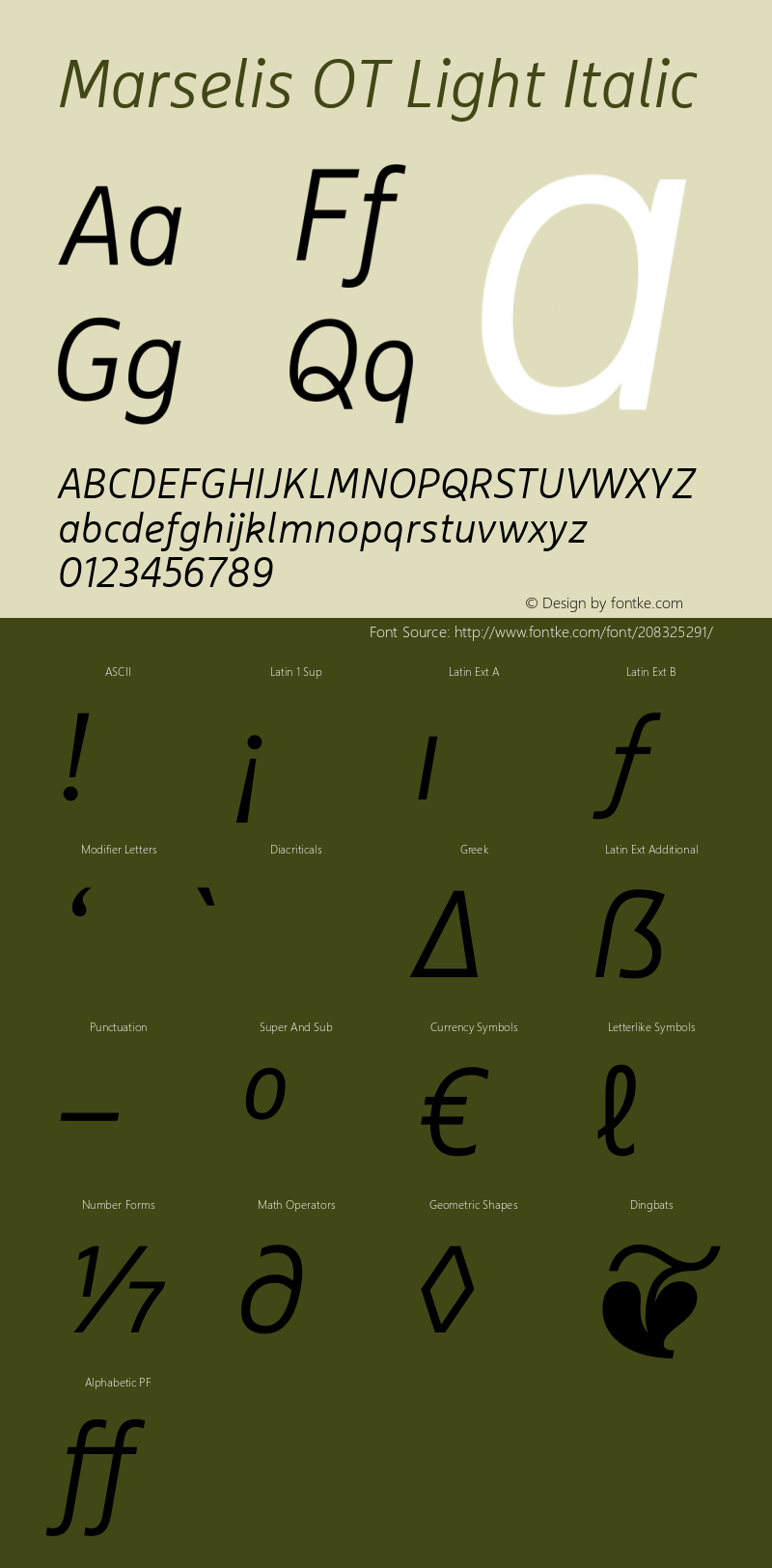 Marselis OT Light Italic Version 7.600, build 1028, FoPs, FL 5.04图片样张