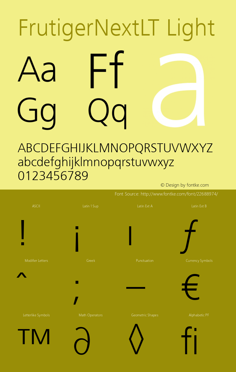 FrutigerNextLT Light Version 001.000 Font Sample