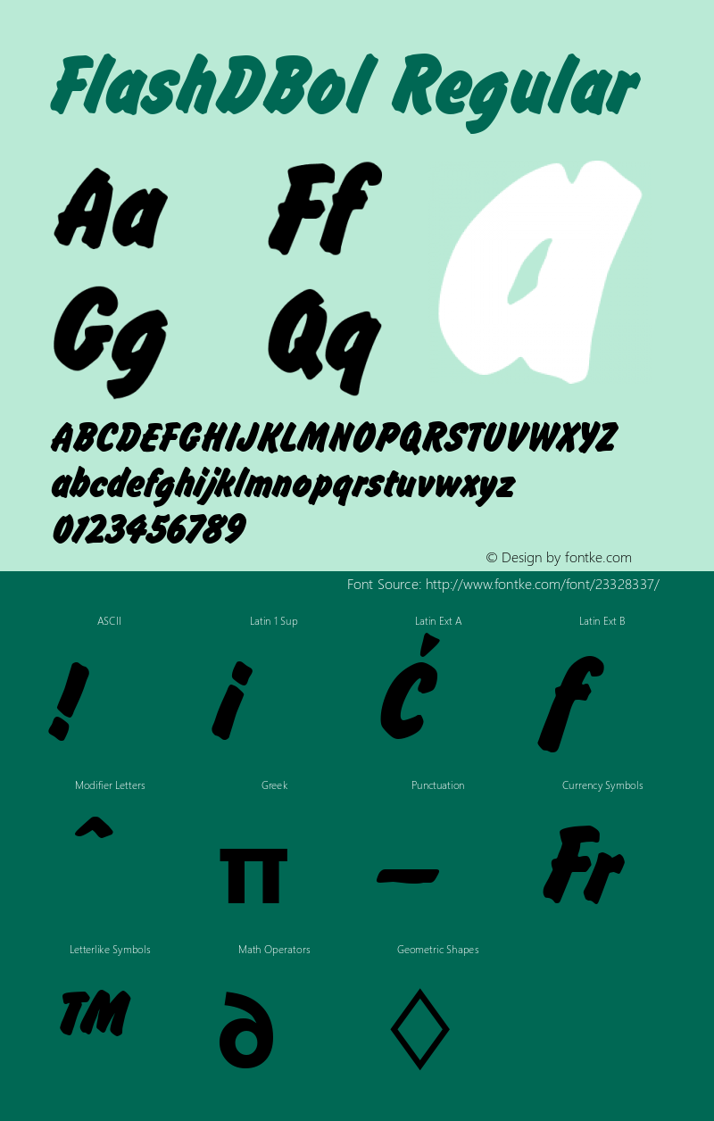 FlashDBol Version 2.1 Font Sample