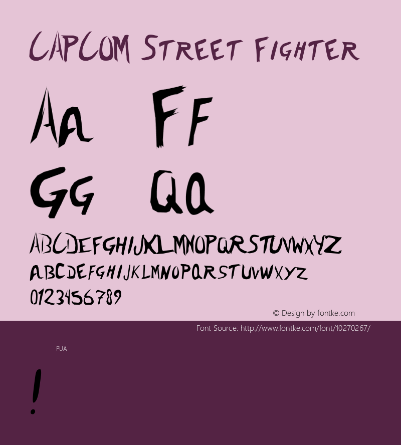 CAPCOM Street Fighter Version 1.00alpha Font Sample
