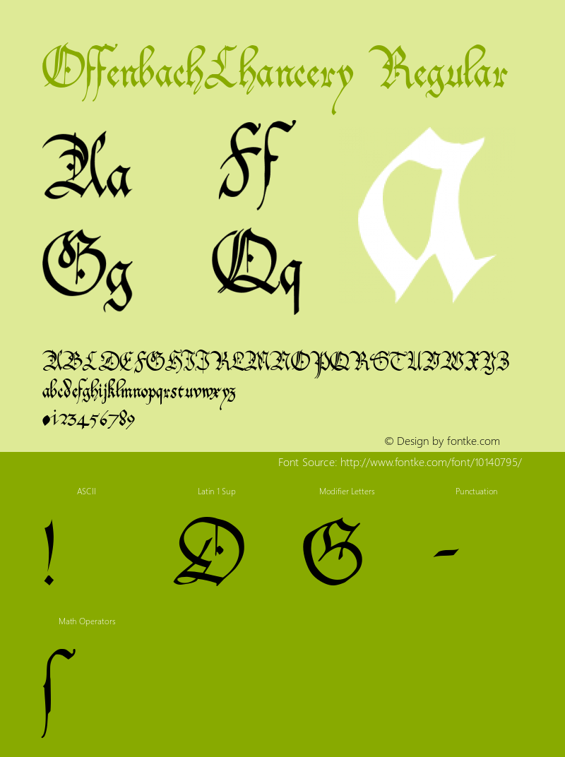 OffenbachChancery Regular Macromedia Fontographer 4.1 26/04/2005 Font Sample