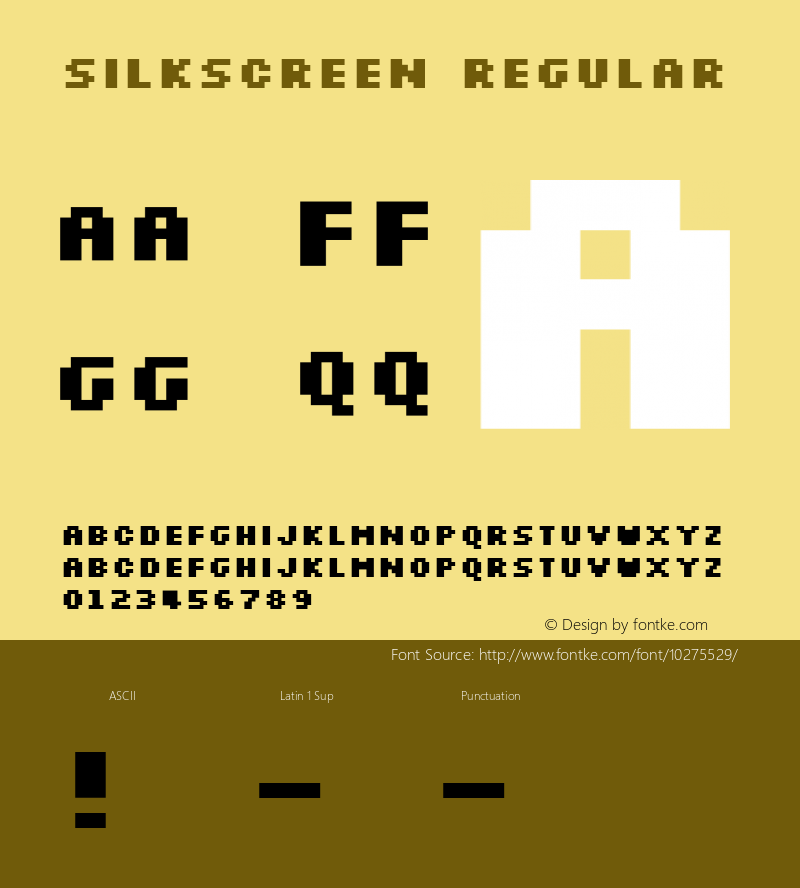 Silkscreen Regular 1.0 Sat Aug 21 15:44:44 1999 Font Sample