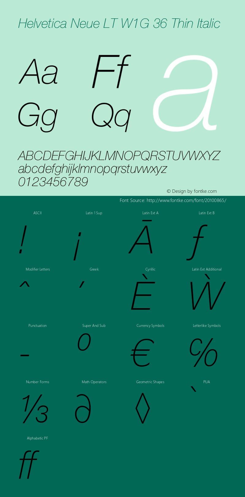 HelveticaNeueLTW1G-ThIt Version 1.100;PS 001.001;hotconv 1.0.38 Font Sample