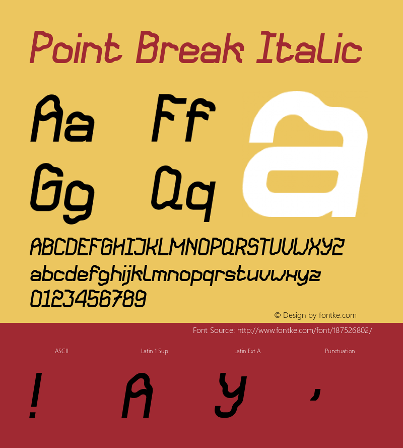 Point Break Italic Version 1.023;Fontself Maker 3.5.4图片样张