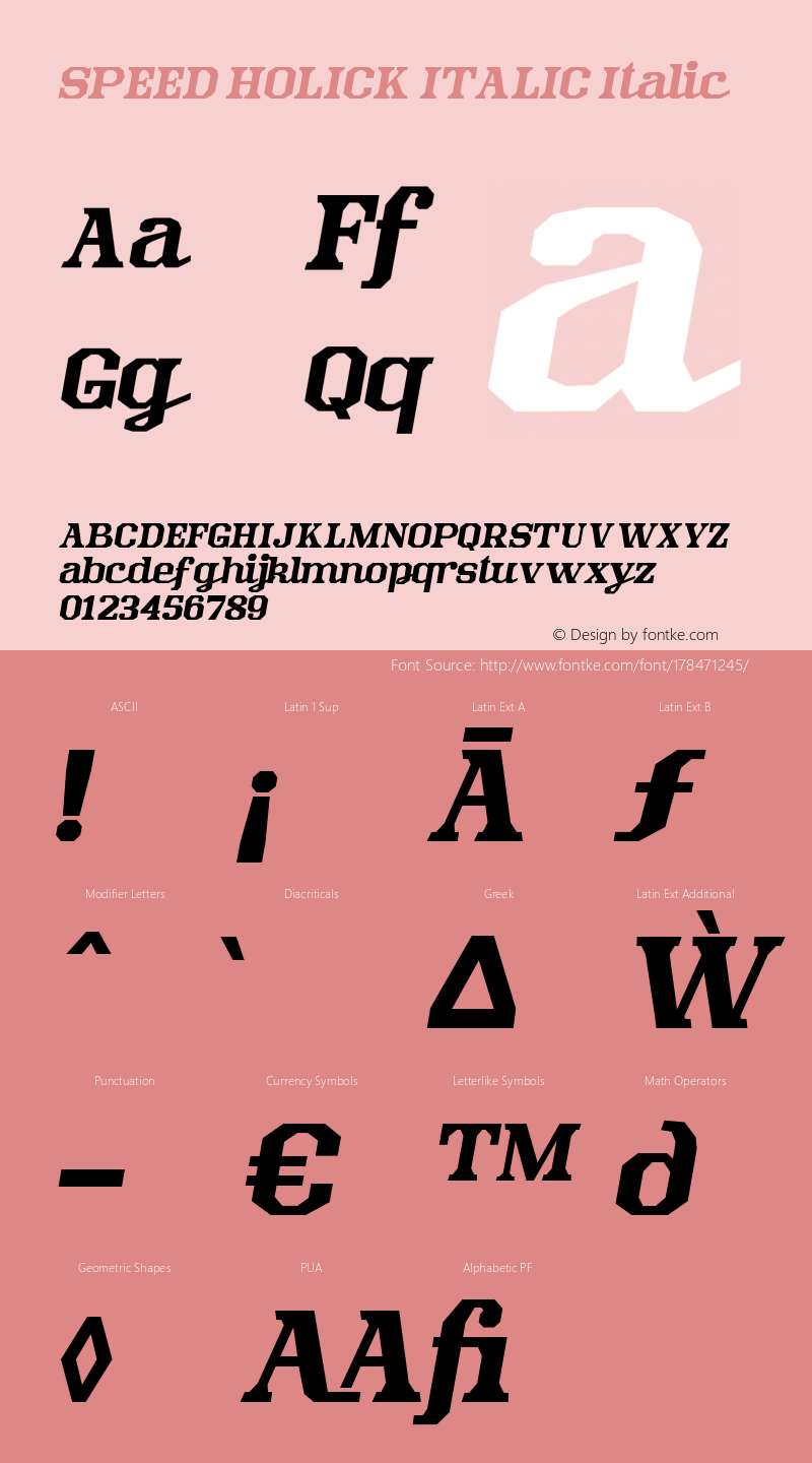 SPEED HOLICK ITALIC Italic Version 1.000图片样张