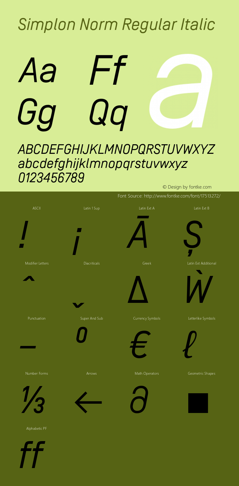 Simplon Norm Regular Italic Version 2.003 Font Sample