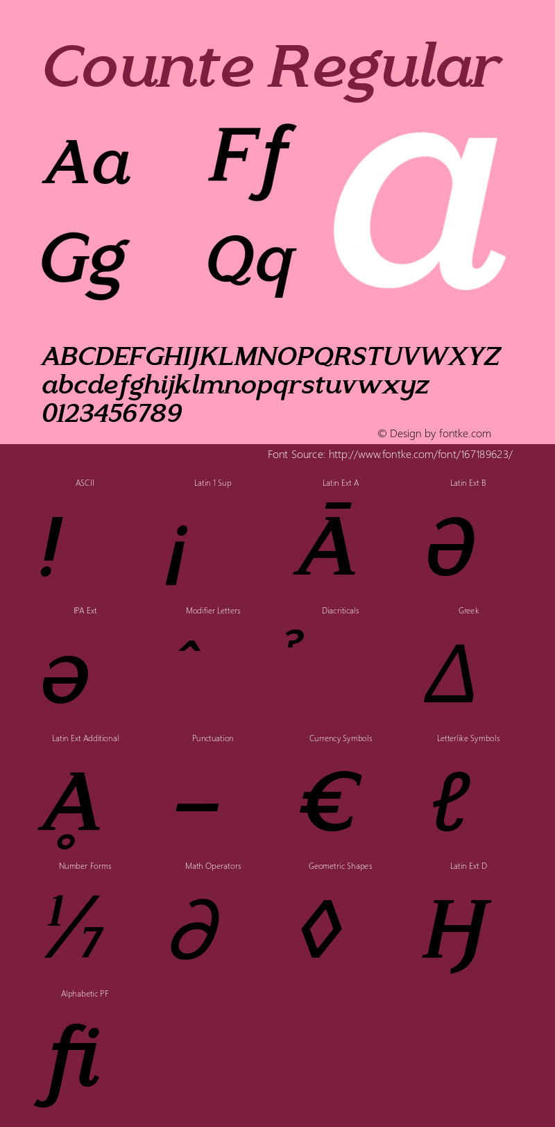 Counte Medium Italic Version 1.00 Font Sample