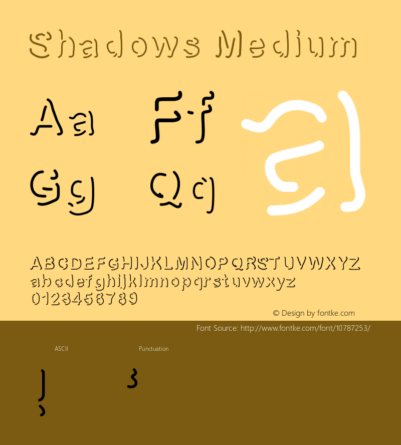 Shadows Medium Version 001.000 Font Sample