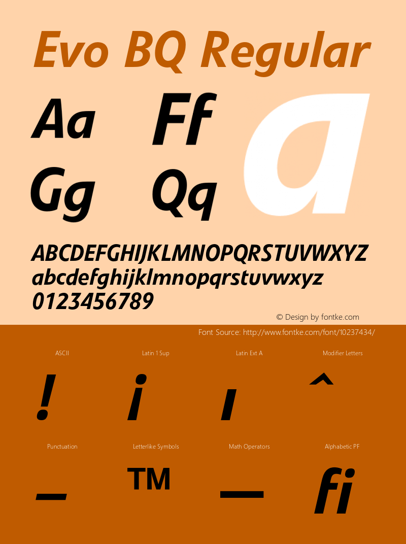 Evo BQ Regular 001.000 Font Sample