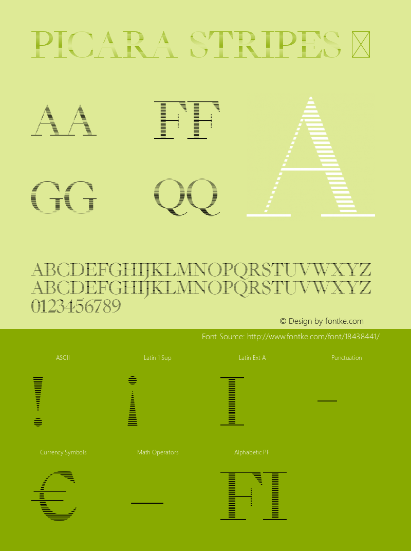 Picara Stripes ¶ Version 1.005 Font Sample