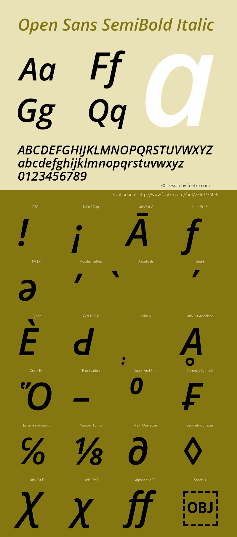 Open Sans SemiBold Italic Version 3.000图片样张