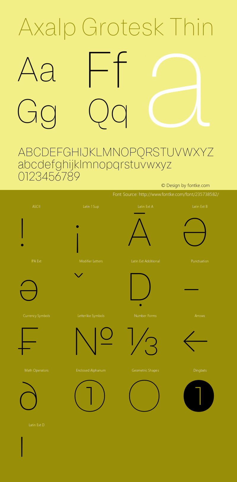 Axalp Grotesk Thin Version 1.000;PS 001.000;hotconv 1.0.88;makeotf.lib2.5.64775图片样张