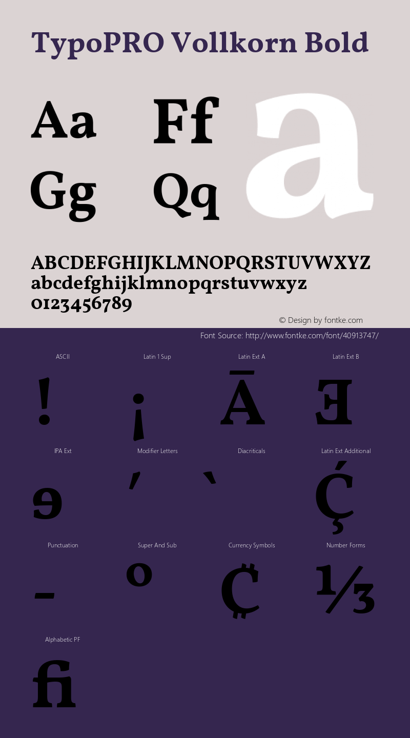 TypoPRO Vollkorn Bold Version 4.105 Font Sample