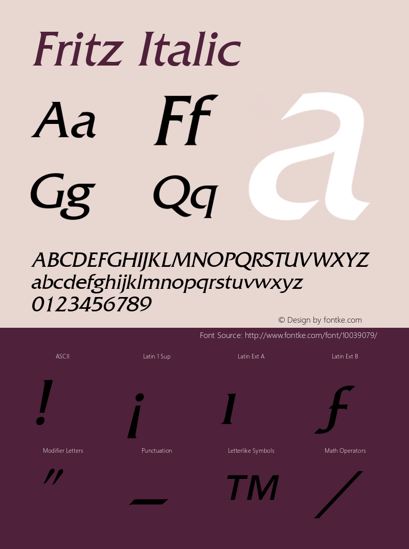 Fritz Italic The IMSI MasterFonts Collection, tm 1995 IMSI Font Sample