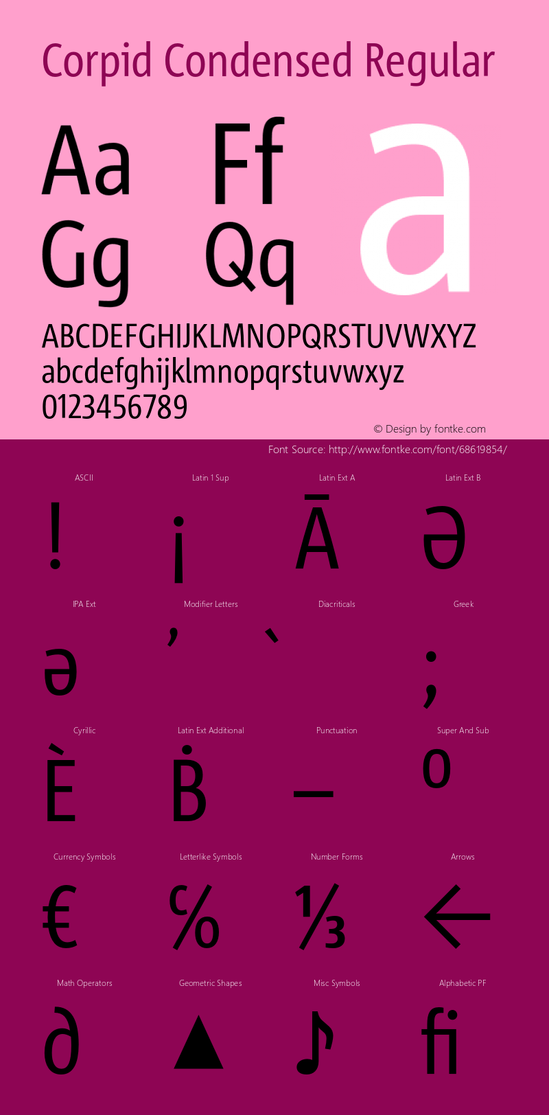 CorpidCondensed-Regular Version 2.001 Font Sample