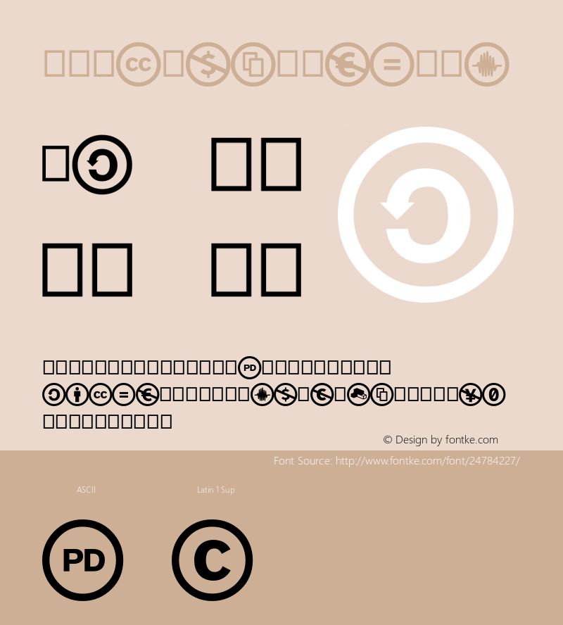 CCIcons Version 1.100 Font Sample