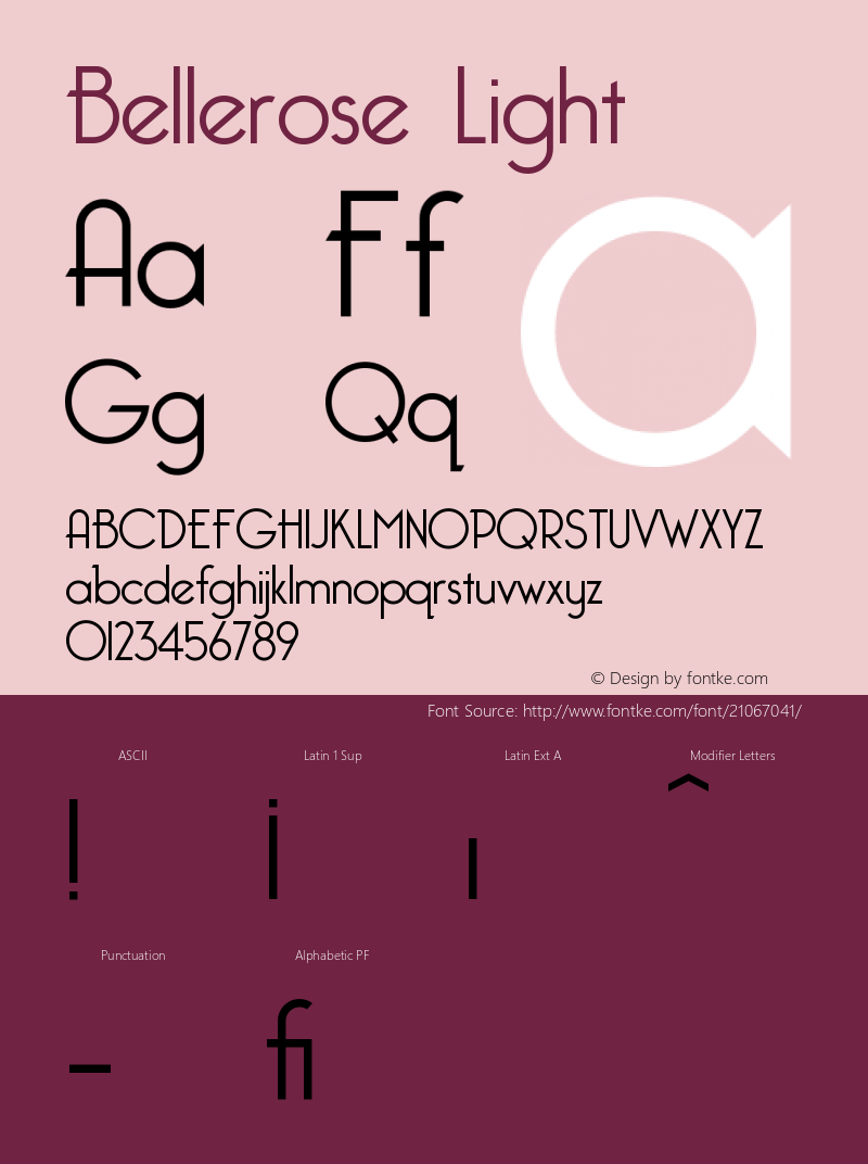 Bellerose Light:1.0 1.0 Font Sample