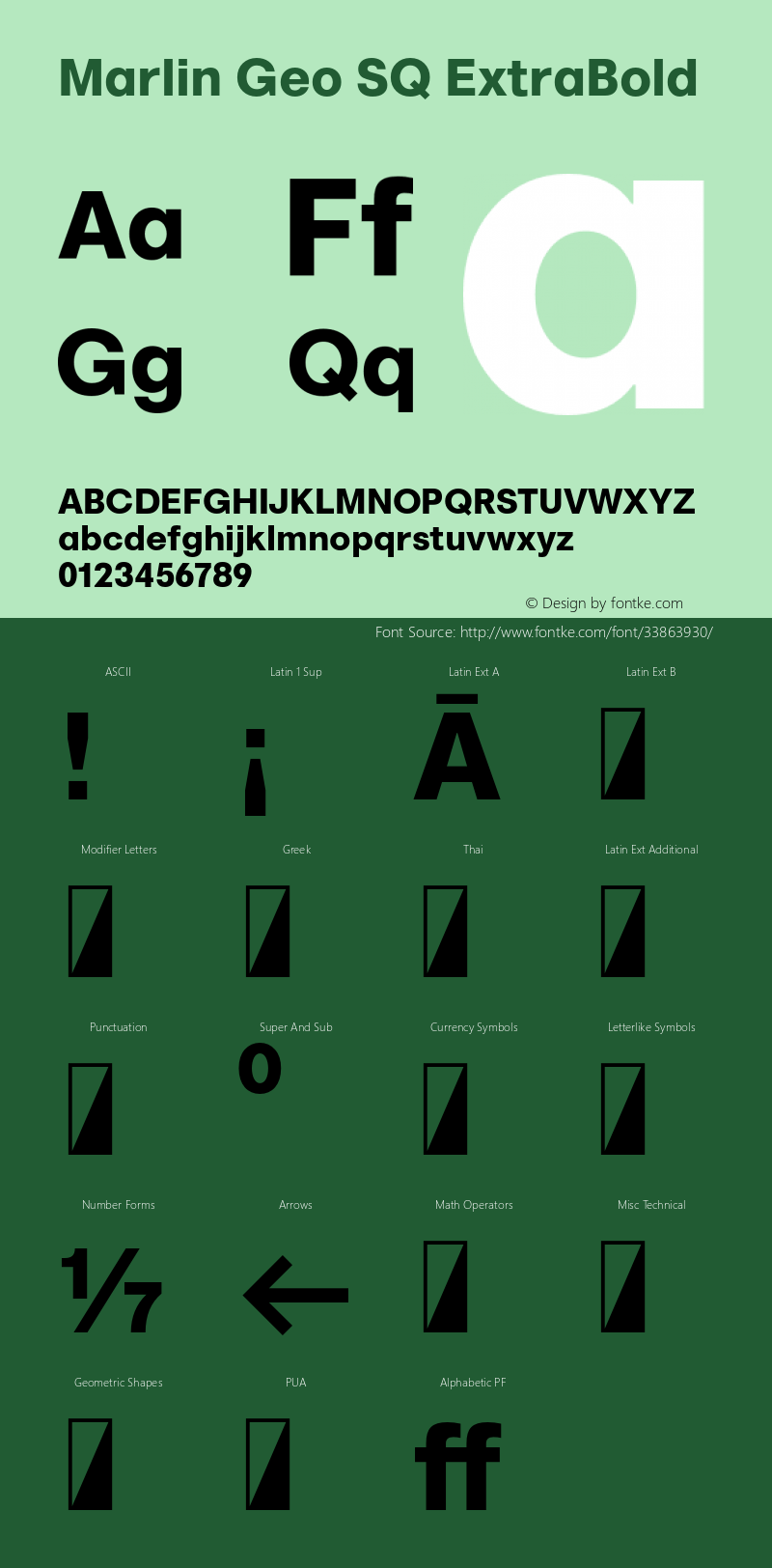 MarlinGeoSQ-ExtraBold Version 1.000 Font Sample