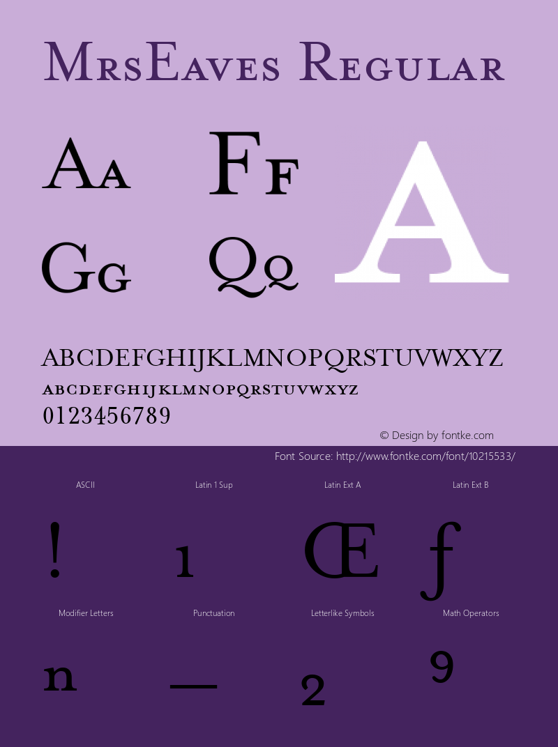 MrsEaves Regular Version 1.00 Font Sample