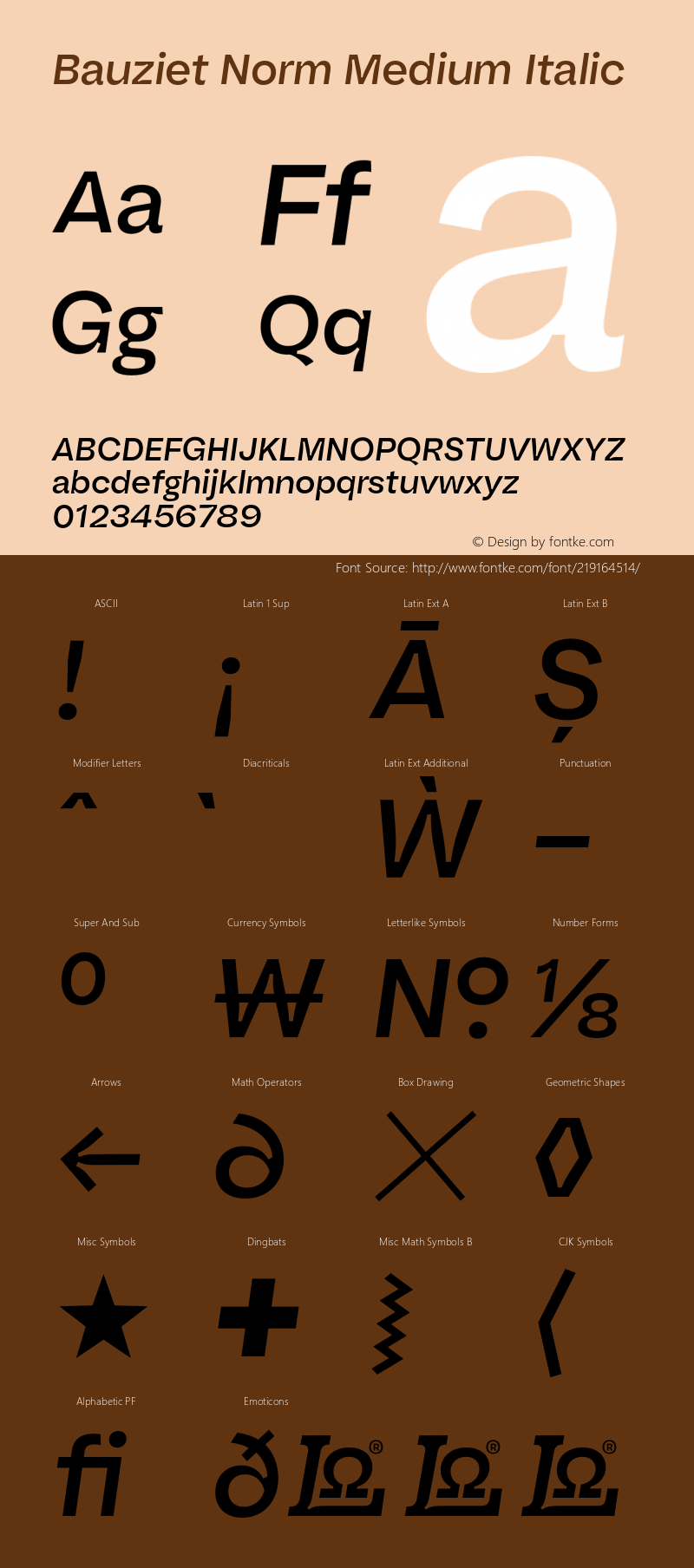 Bauziet Norm Medium Italic Version 1.000;hotconv 1.0.109;makeotfexe 2.5.65596图片样张