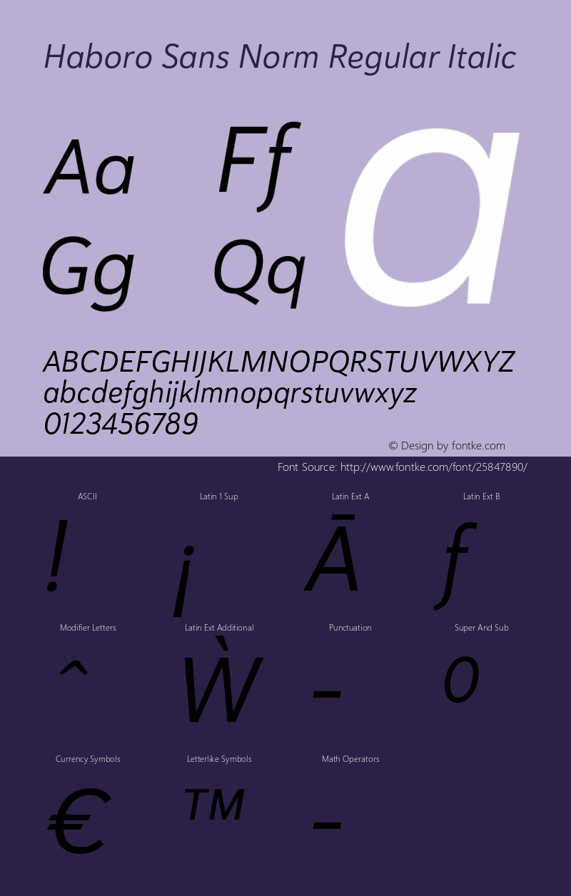 Haboro Sans Norm Regular Italic Version 1.000 Font Sample