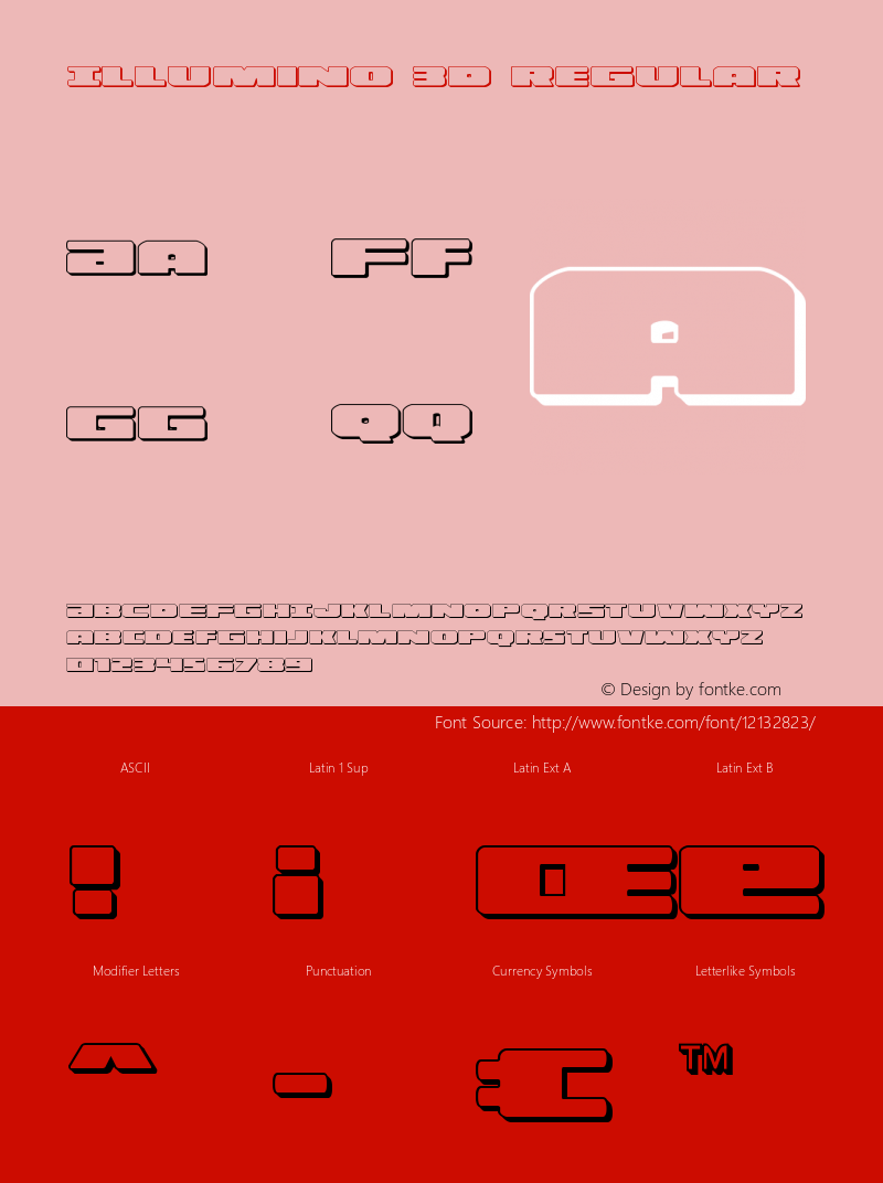 Illumino 3D Regular Version 1.0; 2014 Font Sample