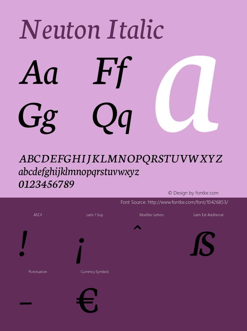 Neuton Italic Version 1.45 Font Sample