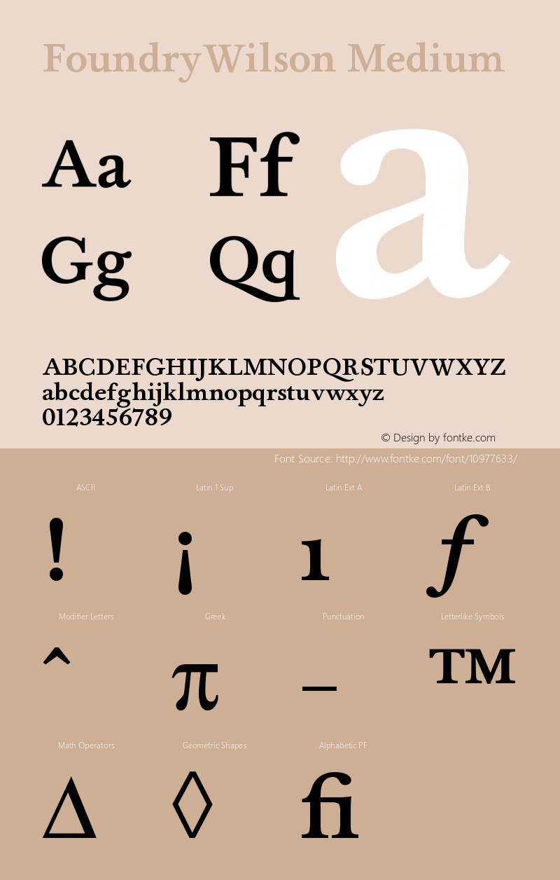 FoundryWilson Medium Version 001.000 Font Sample