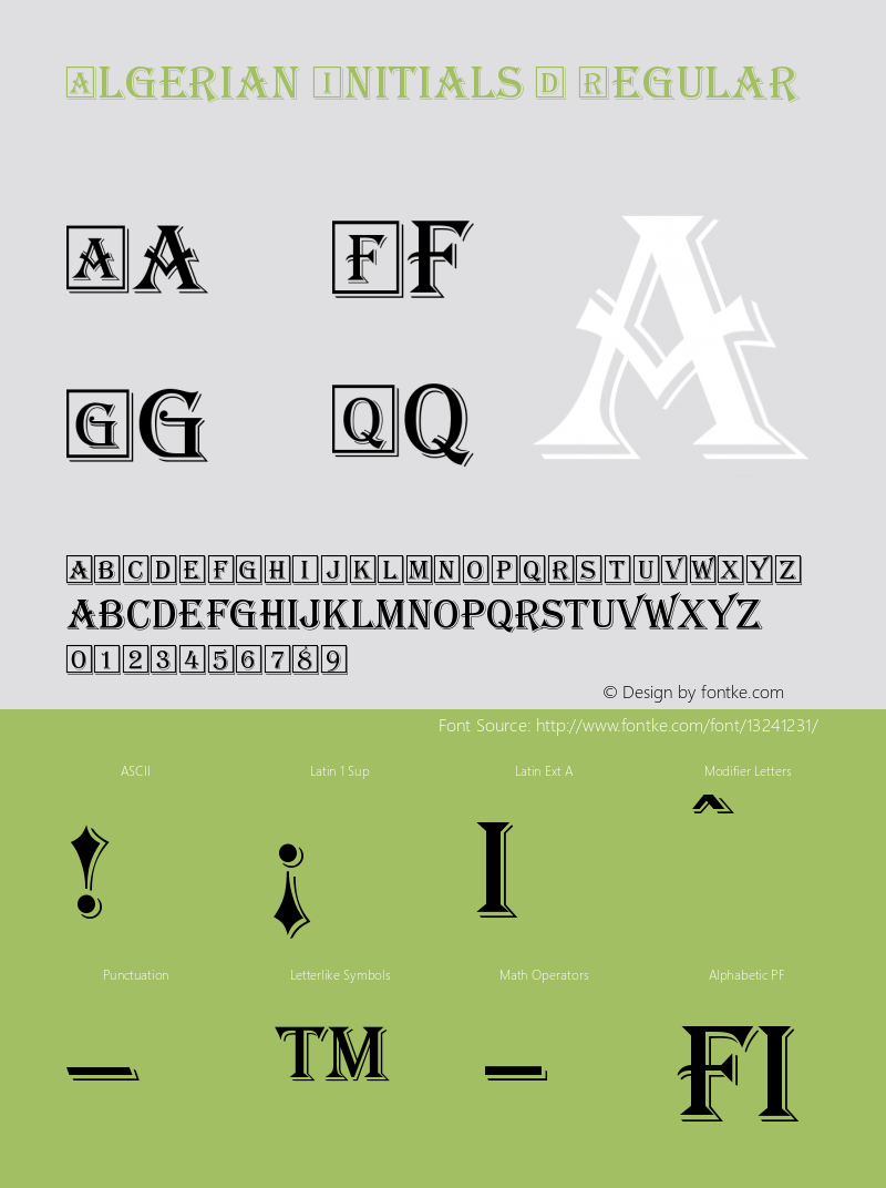 Algerian Initials D Regular Version 001.005 Font Sample