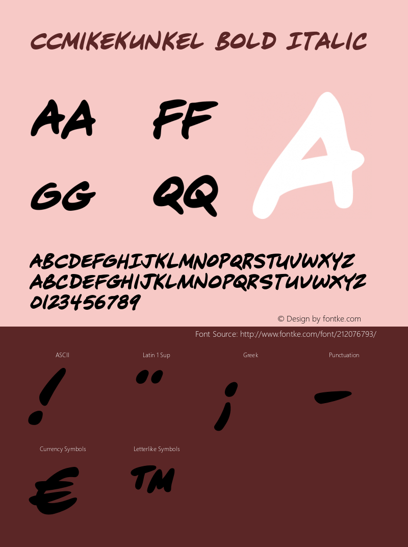 CCMikeKunkel Bold Italic Version 1.01 2014图片样张