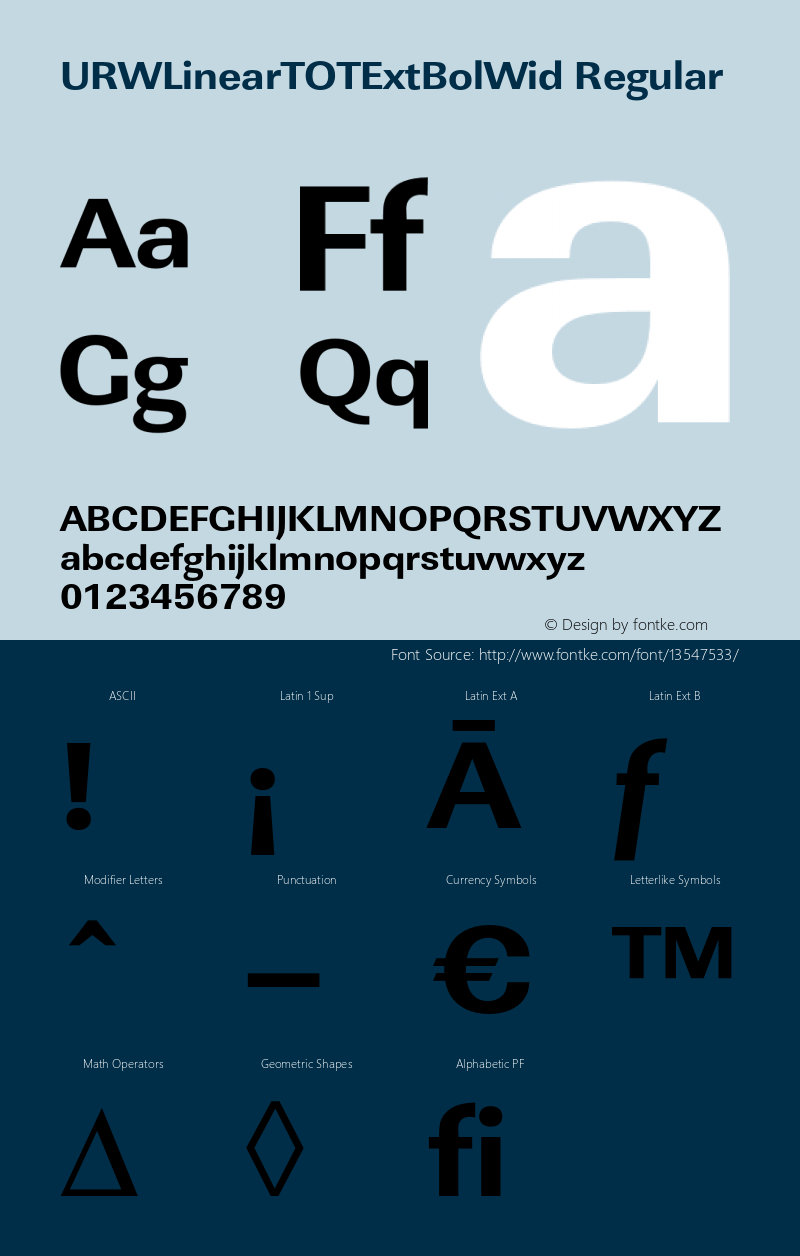 URWLinearTOTExtBolWid Regular Version 1.000;PS 1.05;Core 1.0.35 Font Sample