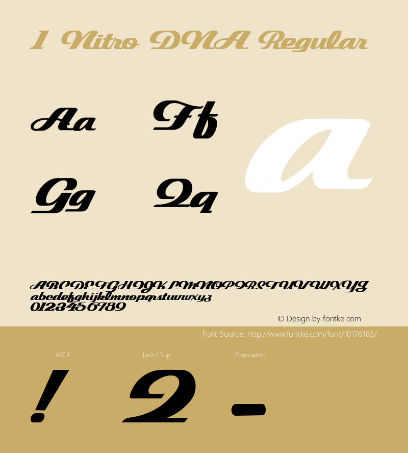 1 Nitro DNA Regular Macromedia Fontographer 4.1 1/10/82 Font Sample