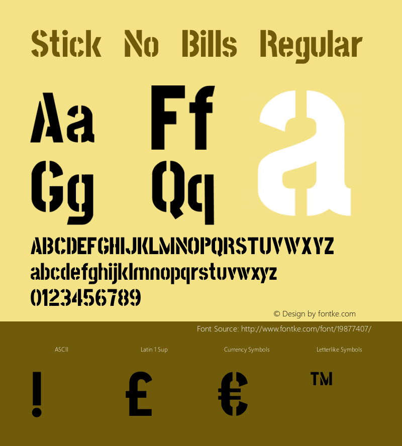 Stick No Bills Version 001.000 Font Sample