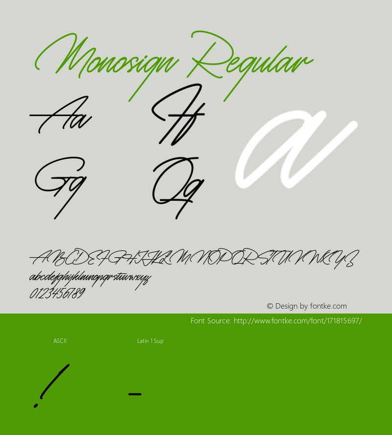 Monosign Version 1.00;February 23, 2021;FontCreator 12.0.0.2565 64-bit图片样张