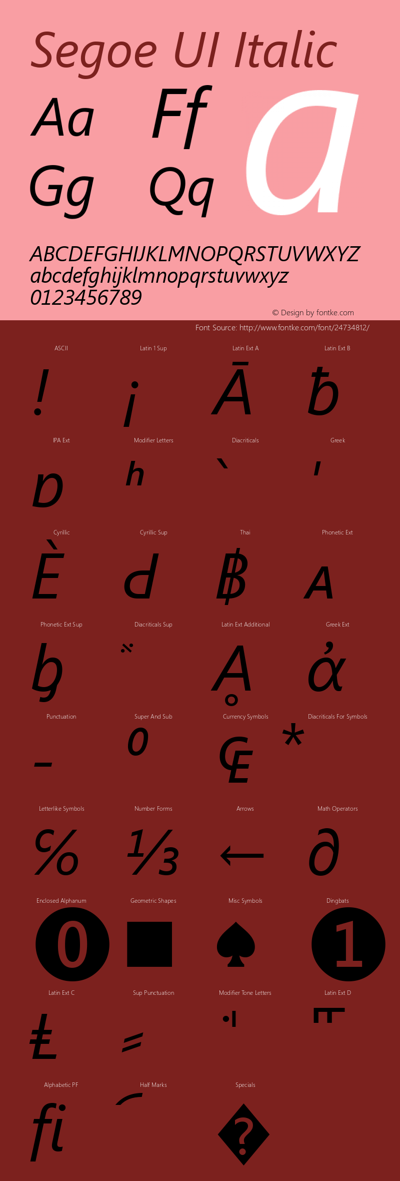 Segoe UI Italic Version 5.12 Font Sample