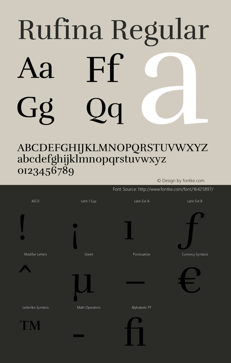 Rufina Regular Version 1.001 Font Sample