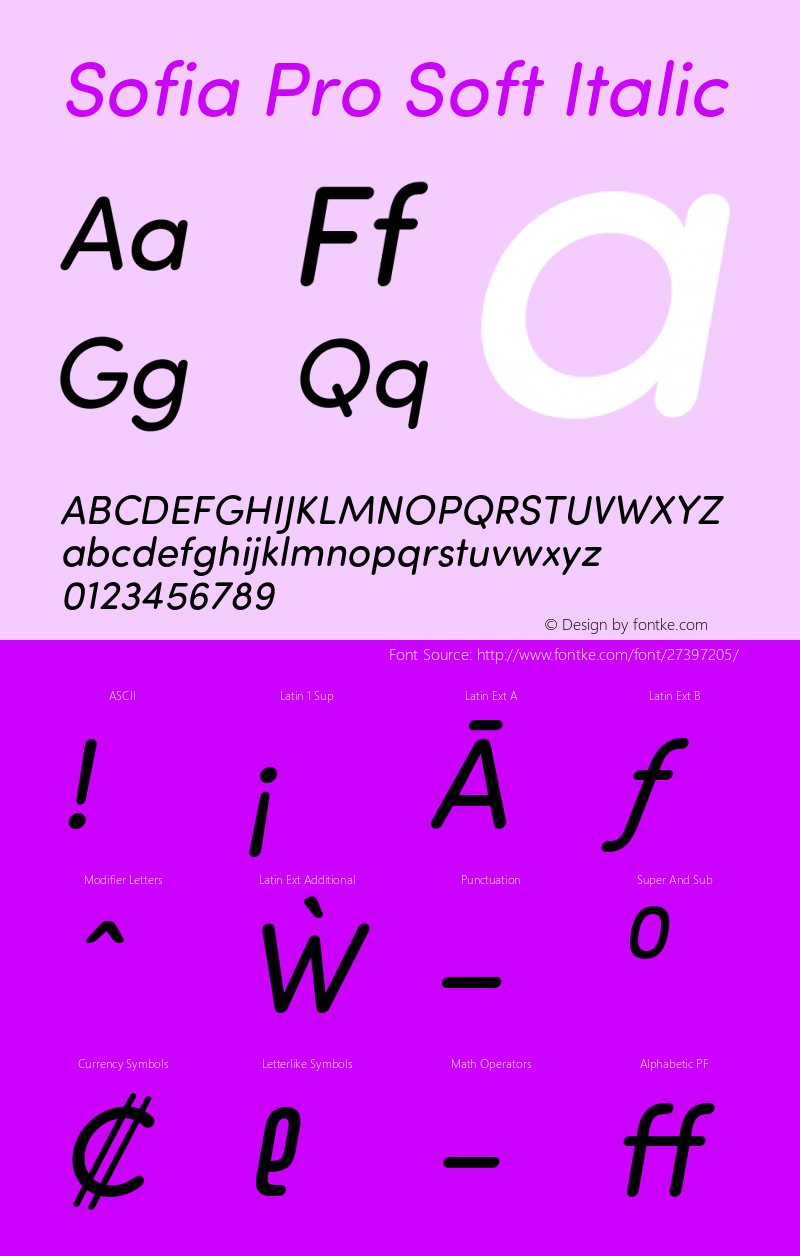 SofiaProSoft-Italic Version 002.001E Font Sample