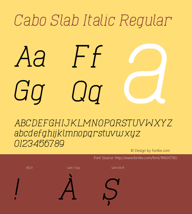Cabo Slab Italic Regular Version 1.002;Fontself Maker 1.1.0 Font Sample