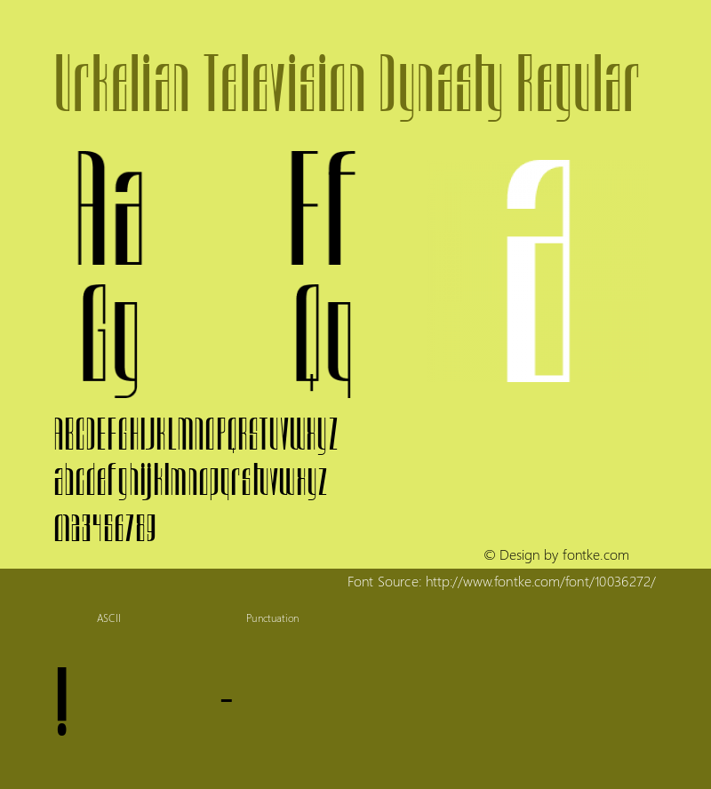 Urkelian Television Dynasty Regular Macromedia Fontographer 4.1 6/14/98 Font Sample