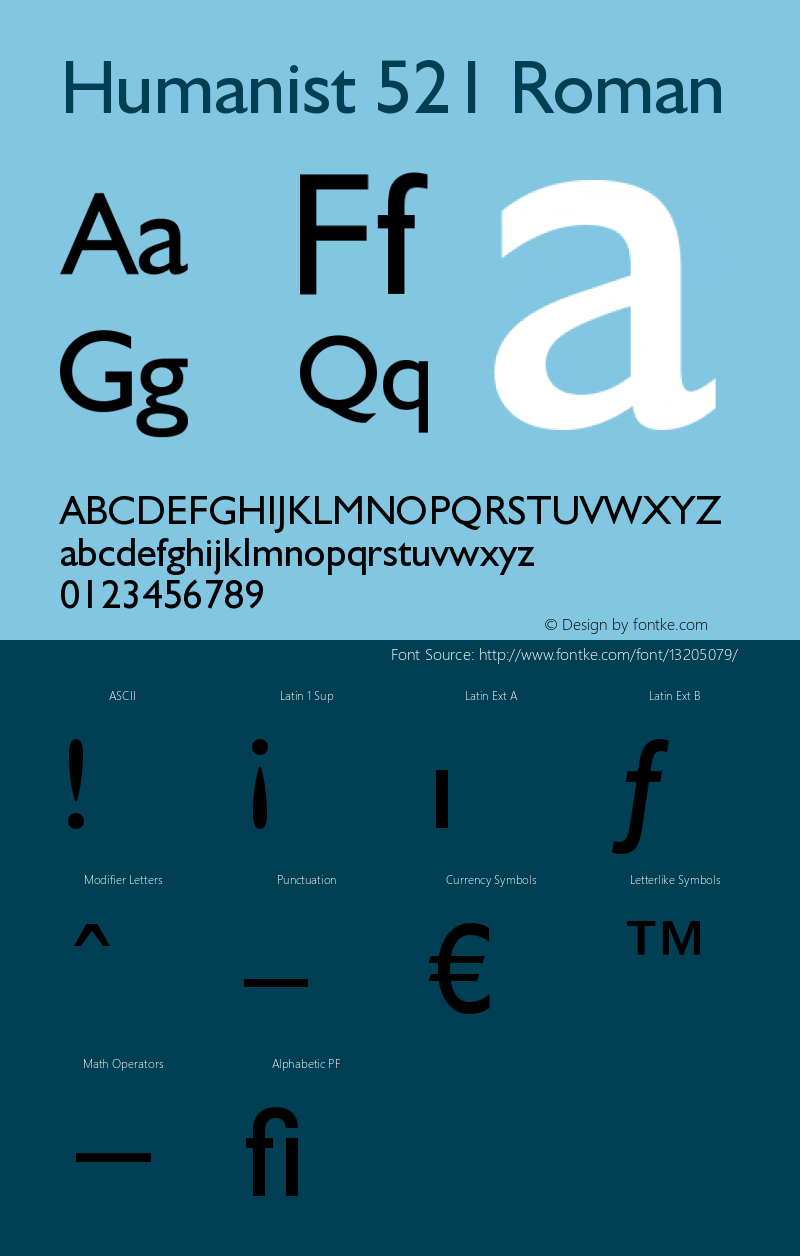 Humanist 521 Roman Version 003.001 Font Sample